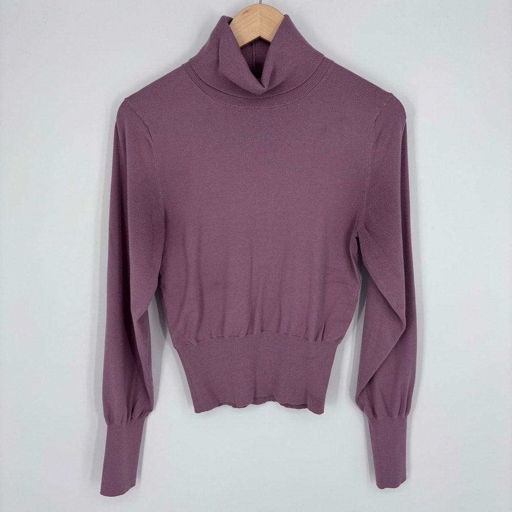 Babaton Aritzia Amara Turtleneck Sweater Women M Purple Knit Ribbed Cuffs
